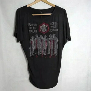 New Edition Singing Group Rhinestone Crystal T-shirt sz M Black